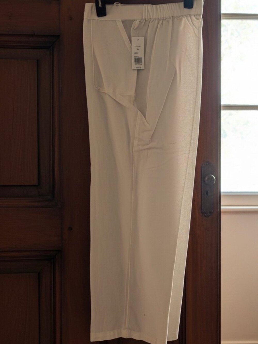 Kim Rogers White Linen Blend Pants 2X Drawstring Waist Pockets Casual